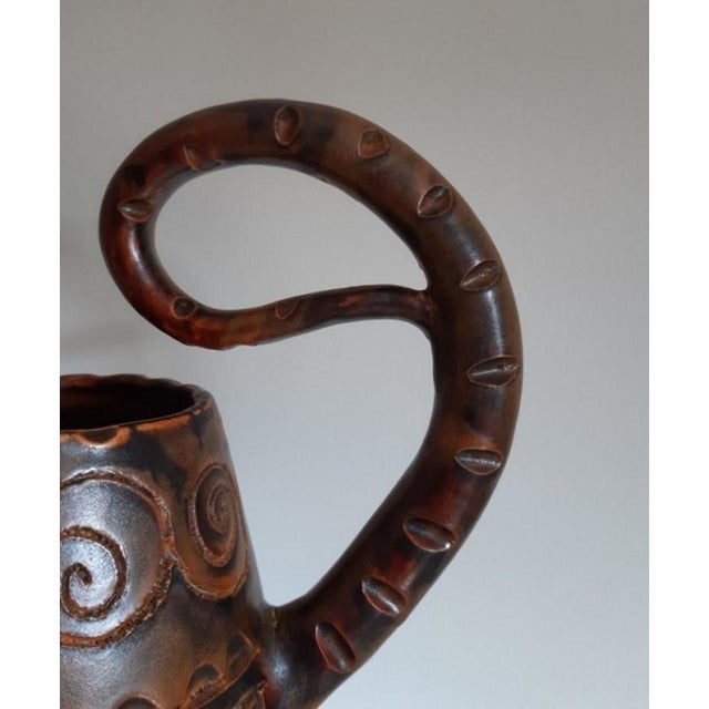 Ceramic Zoomorphic Pitcher with Scarified Decoration by Huguette Bessone For Sale - Image 9 of 12