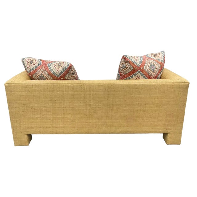 Billy Baldwin Style Grasscloth Raffia Loveseat For Sale In Miami - Image 6 of 10