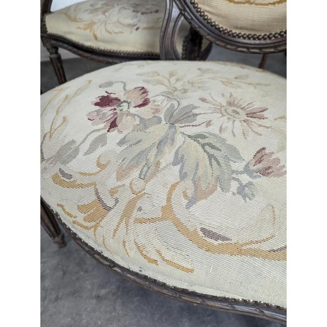 Louis XVI Style Sofa, Armchairs and Chairs in Aubusson Tapestry, Set of 5 For Sale - Image 14 of 18