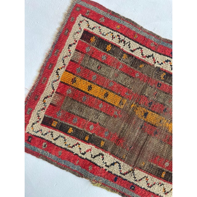 Traditional Early 20th Century Pure Wool Striped Caucasian Rug Mat 1.9 x 2.9 For Sale - Image 3 of 8