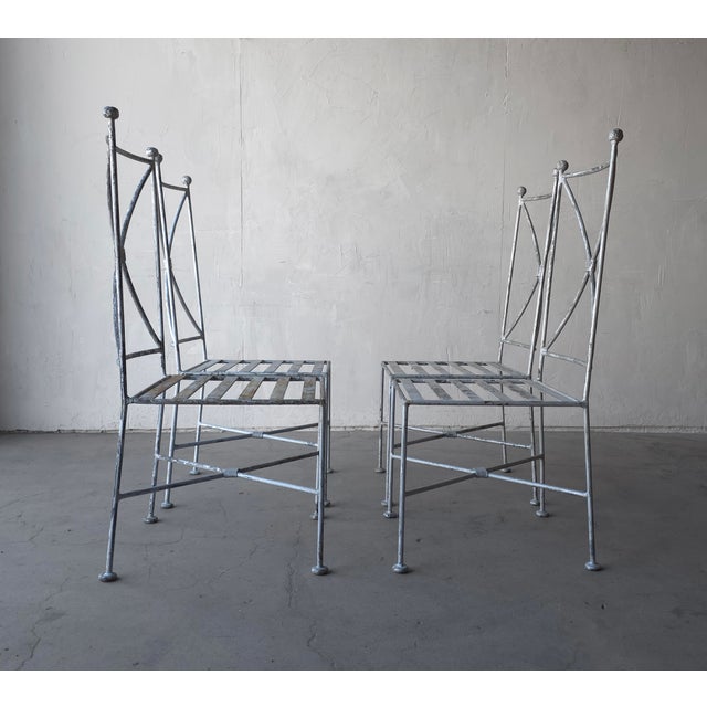 John Salterini Set of 4 Vintage Industrial Iron Garden Patio Dining Chairs For Sale - Image 4 of 10