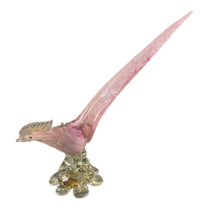 Vintage Mid- Century Murano Art Glass Bird Pheasant Figurine Original Label