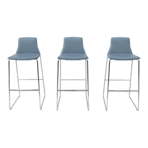 Modern Lievore Altherr Molina for Coalesse Montara650 Gray Leather Bar Stools - Set of 3