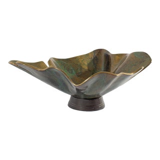 c.t. Whitehouse Signed Limited Edition Abstract Bronze Leaf Form Sculpture For Sale
