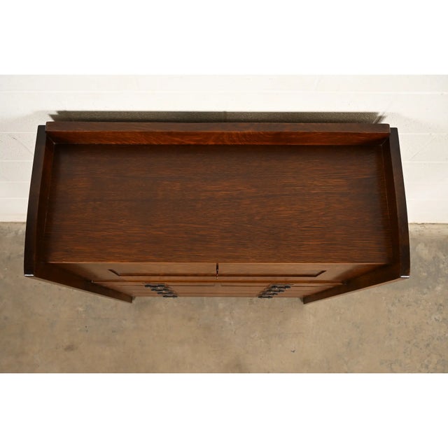 L. & J. G. Stickley Mission Oak Arts & Crafts Drop Front Secretary Desk For Sale - Image 12 of 15