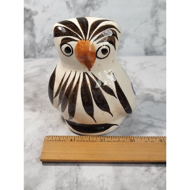 Cream Vintage Hand Painted Ceramic Owl For Sale - Image 8 of 10