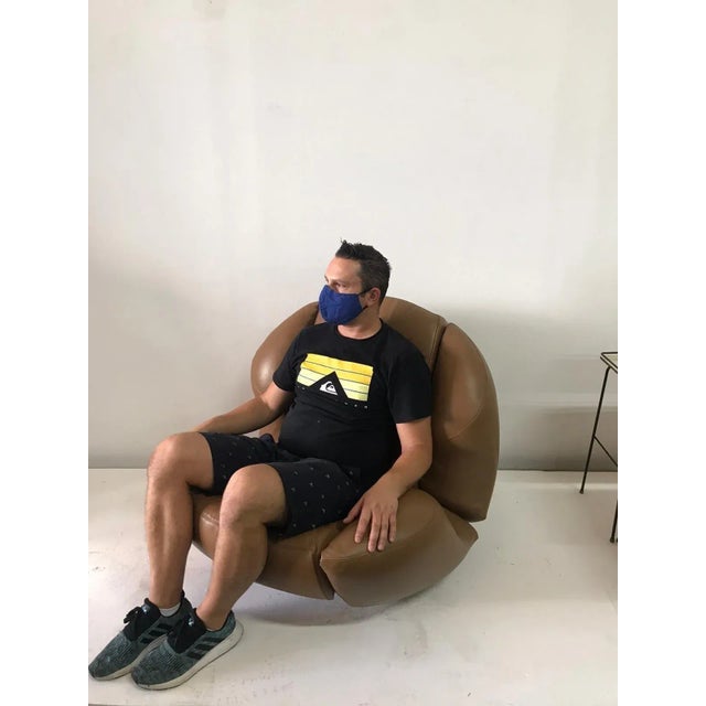 Unique Organic Italian Leather Lounge Chair by Comfortline For Sale - Image 12 of 12