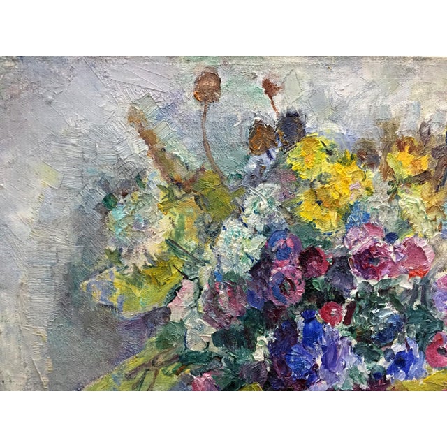 1970s Oil Painting Flowers Dovgalevskaya Vera Veniaminovna For Sale - Image 6 of 12