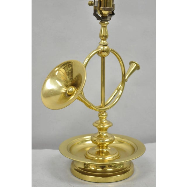Vintage Remington Brass Equestrian Hunting Horn French Horn Table Lamp For Sale - Image 14 of 15