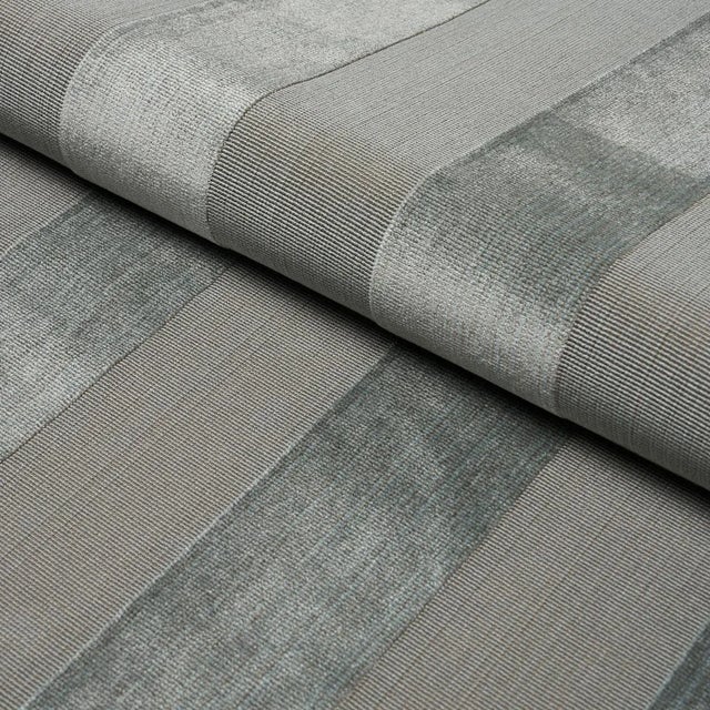 Schumacher Schumacher Cunard Strie Velvet Fabric In Ice For Sale - Image 4 of 4