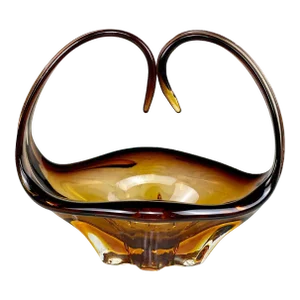 Mid-Century Amber Stretch Art Glass Occasional Bowl