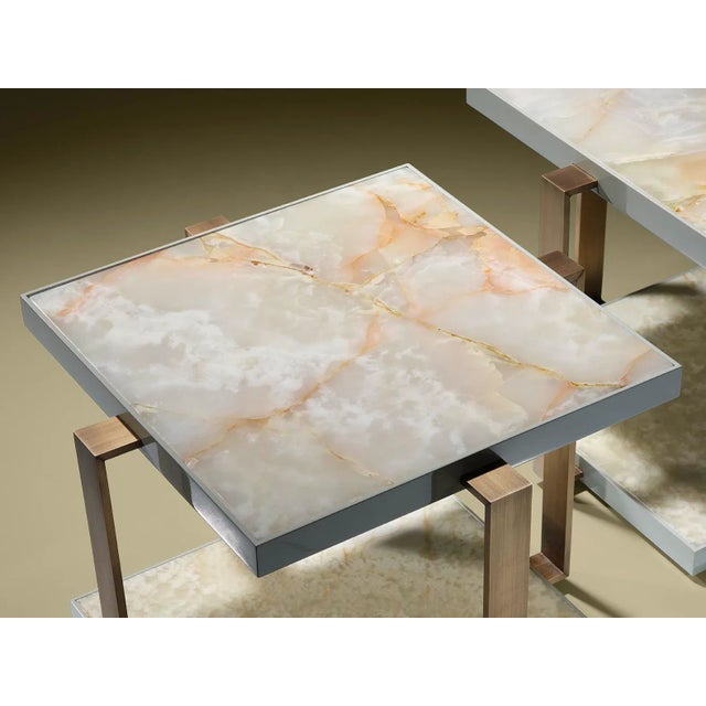 Side table with onyx stone top.