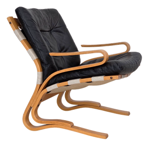 Norwegian Model Kengu Armchair in Leather and Bentwood from Rybo Rykken & Co, 1970s