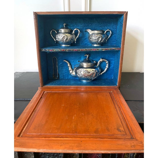 Early 20th Century Early 20th Century Chinese Export Silver Tea Set with Original Box Zee Wo - 4 pcs For Sale - Image 5 of 16