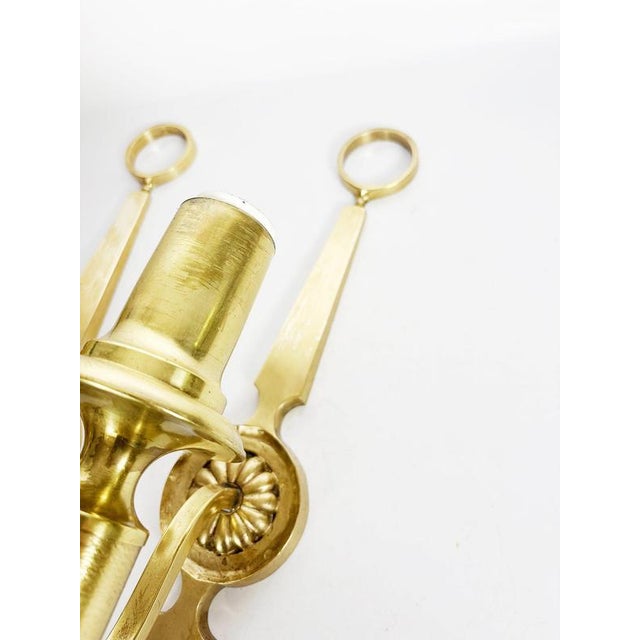 Gold Neoclassical Style Brass Wall Sconces, France, 1960s, Set of 2 For Sale - Image 8 of 12