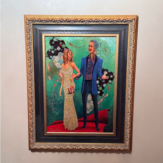 Contemporary Contemporary Glynn Marcus “Nite the Carpet Was Red” 56th Grammy Awards Series Mixed Media Painting on Board Signed For Sale - Image 3 of 12