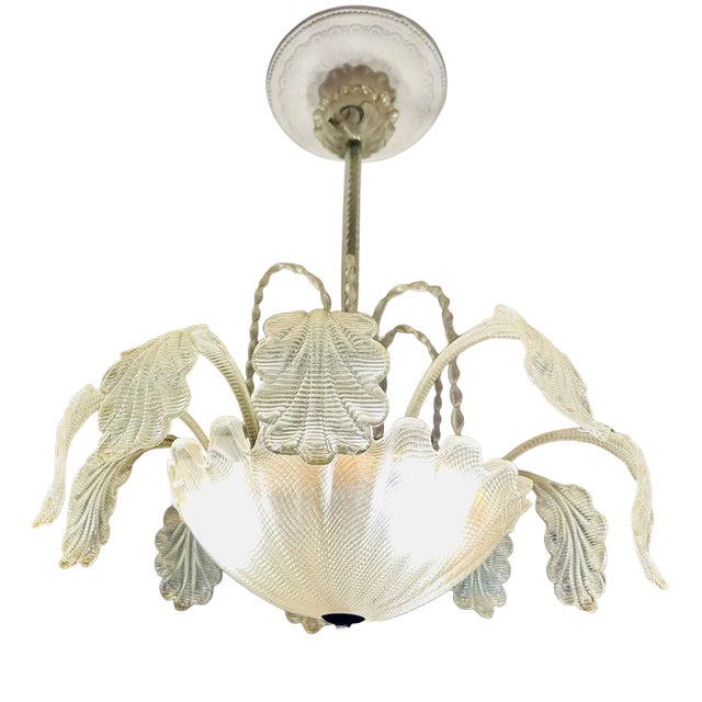 Art Deco Murano Glass Chandelier, 1940s For Sale