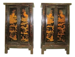 Paired 19th Century Chinese Wedding Cabinets