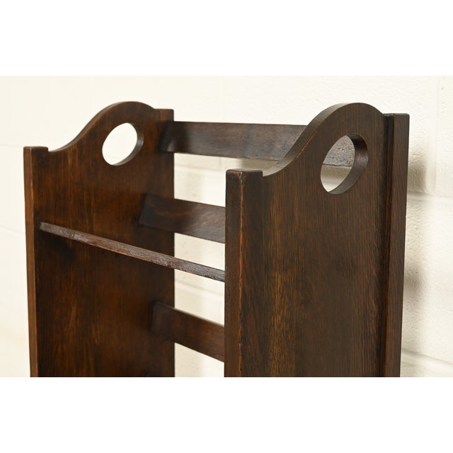 Early 20th Century Limbert Style Antique Mission Oak Arts & Crafts Book Trough or Magazine Stand, Circa 1920 For Sale - Image 5 of 12