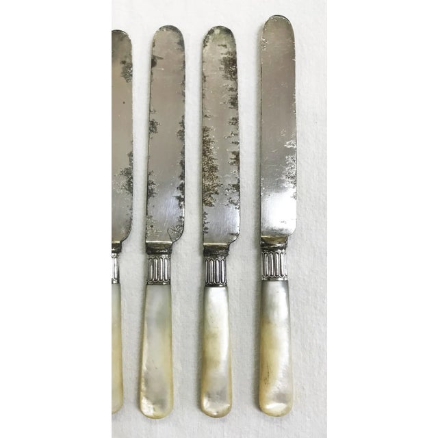 Metal Antique English Mother of Pearl Knives Circa 1890's - Set of 6 For Sale - Image 7 of 8