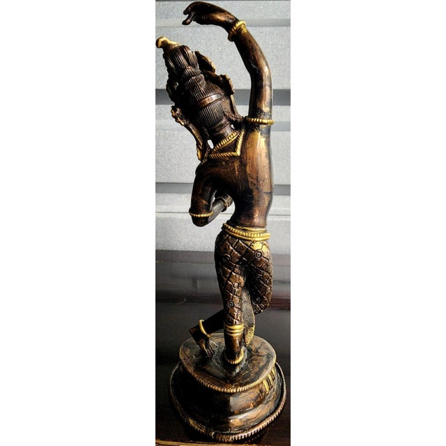 Figurative Vintage Hindu Dancing Goddess Hand-Painted Metal Statue Figurine For Sale - Image 3 of 13