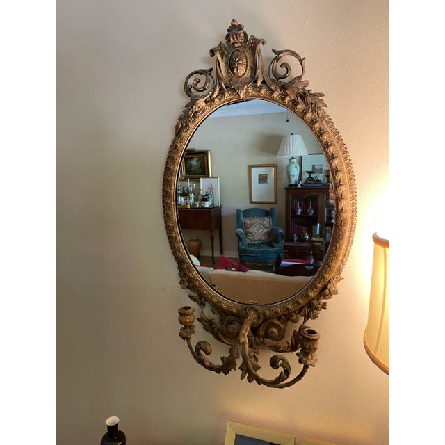 Wood Antique 1830s Giltwood and Gilded Gesso Girandole Mirror For Sale - Image 7 of 7