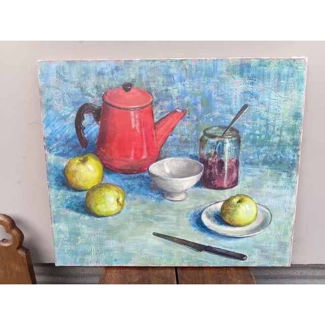 Old French Original Oil Painting 1960 For Sale - Image 4 of 12