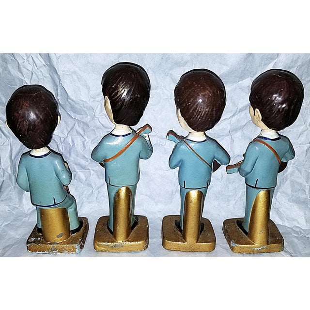 Blue Vintage Beatles Bobble Head Figurines and Bag, Set of 4 For Sale - Image 8 of 12