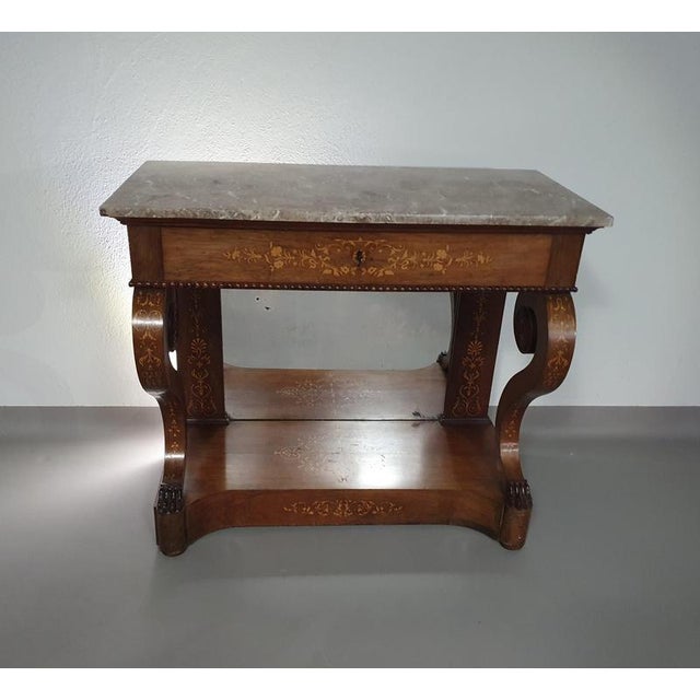 French Trumeau / side table 1830's with inlay wood French Trumeau 1830's with inlay woodWidth 100 / depth 45 / height 85 cm