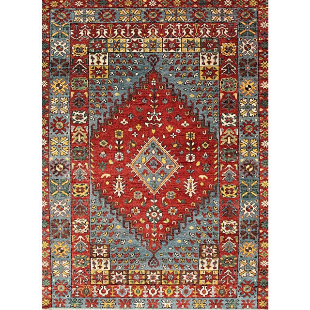 2020s 8x10 Red Medallion Traditional Hand Knotted Wool Carpet Rug For Sale - Image 5 of 6