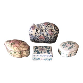 1970s Asian Ceramic Box Collection - 4 Pieces For Sale