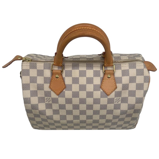 Metal Louis Vuitton Damier Azur Speedy 30 Top Handle Bag, France 2010. For Sale - Image 7 of 13