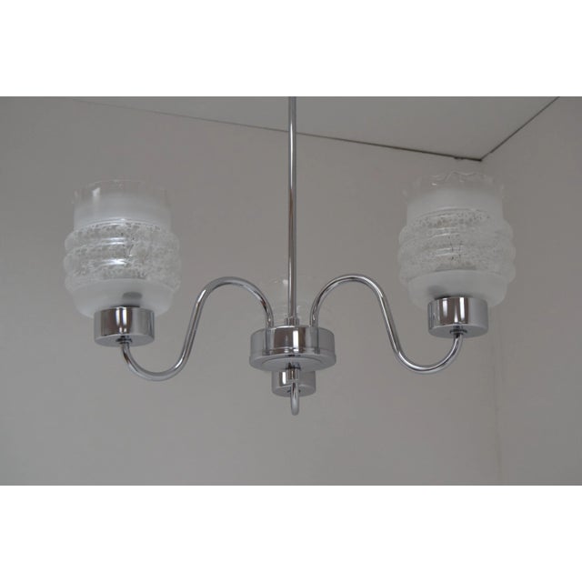 1970s Mid-Century Chrome Chandelier, Czechoslovakia, 1970s For Sale - Image 5 of 9