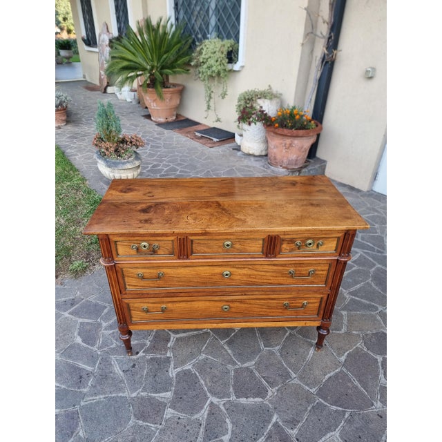 Brown Antique French Walnut Chest of Drawers, 1770 For Sale - Image 8 of 15