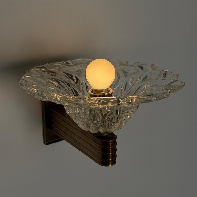Bullicante Glass Wall Sconces by Barovier & Toso for Erco, 1940s, Set of 2 For Sale - Image 12 of 16
