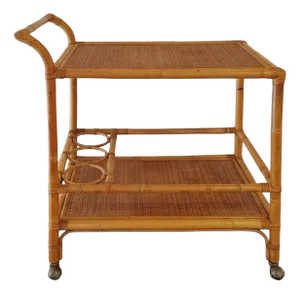 Vintage Bar Cart in Bamboo and Rattan, 1960s