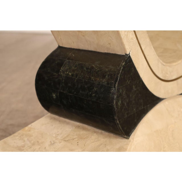 Postmodern Glass Top Travertine Console Table For Sale - Image 16 of 18