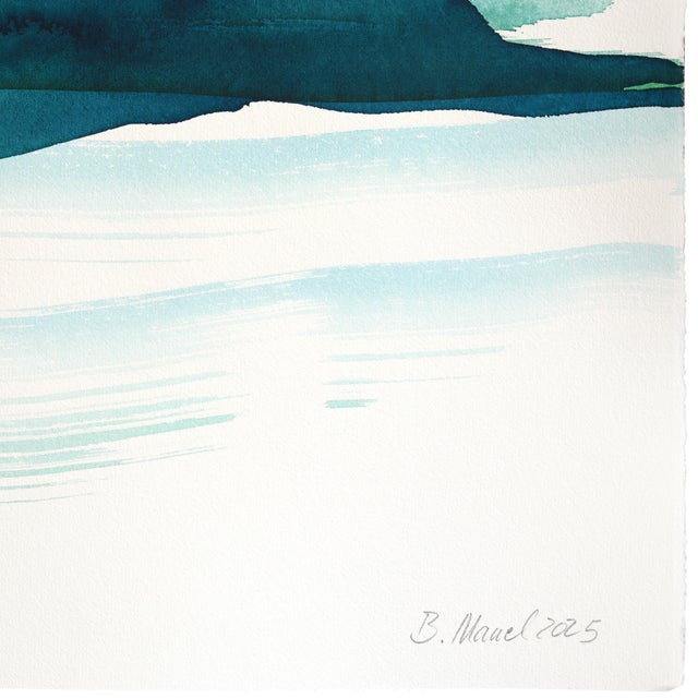 2020s Twilight Landscape 1 - Original Twilight Abstract Landscape Ink Painting on Linen Paper by Bettina Mauel For Sale - Image 5 of 5