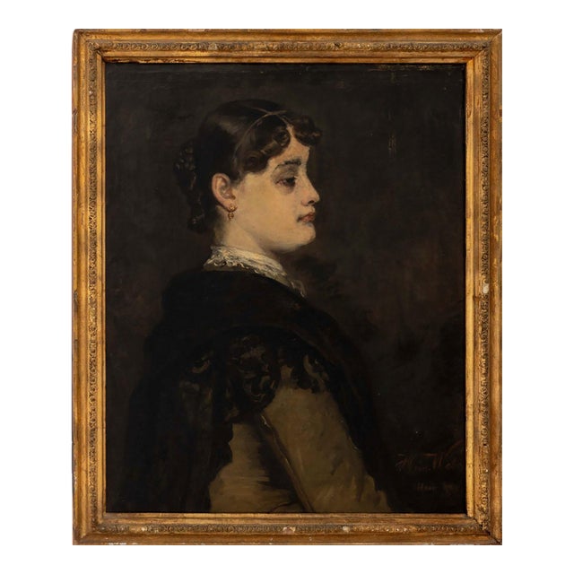 Heinrich Weber Portrait of a Lady Oil on Canvas For Sale