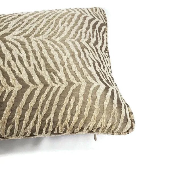 Not Yet Made - Made To Order Large Zebra Print Chenille in Fawn With Self-Welt Lumbar Pillow Cover For Sale - Image 5 of 6