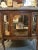 French 1900s Antique Oak Glass and Stone French Style Vitrine Cabinet With Velvet Interior For Sale - Image 3 of 13