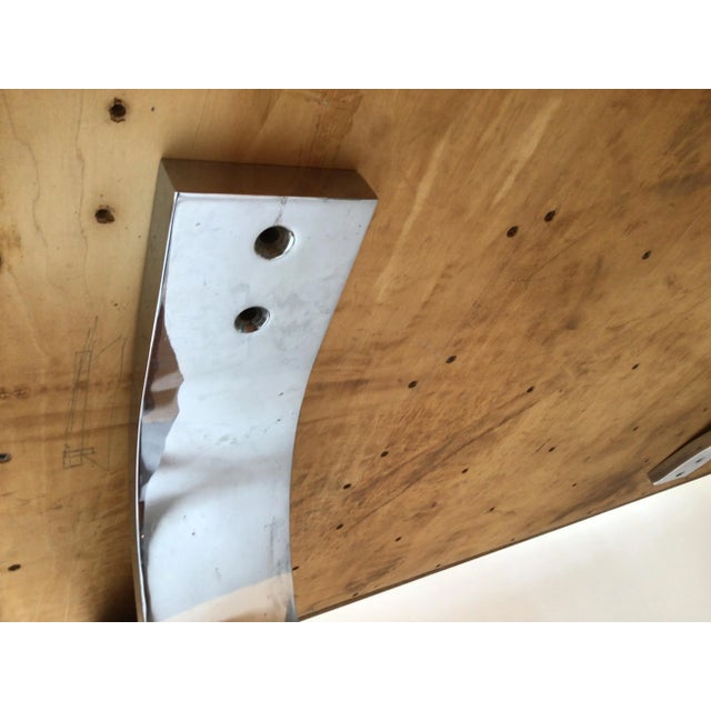 Milo Baughman 1980s Milo Baughman Style Burl Wood Dining Table / Desk with Chrome Base For Sale - Image 4 of 13