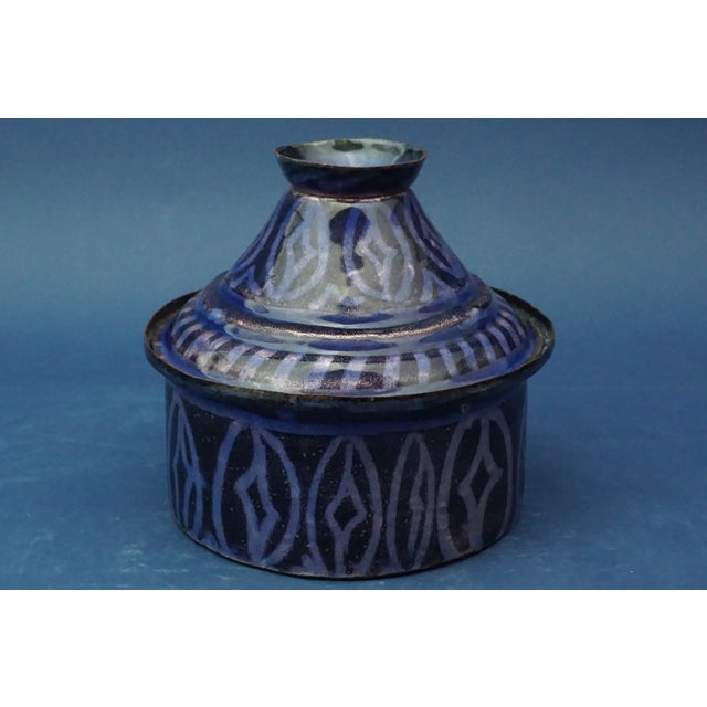Item : Fabulous, rare copper box, entirely handcrafted and embellished with lustre enamels. This exquisite biconical...