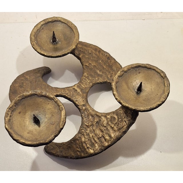 1970s Brutalist Bronze 3-Arm Candlestick, 1970s For Sale - Image 5 of 5