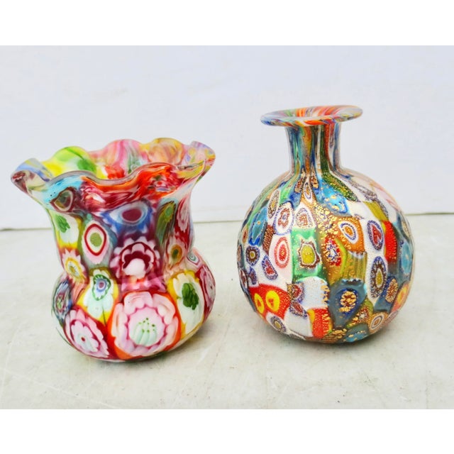 Glass Venetian Glass Vases- a Pair of 2 For Sale - Image 7 of 7