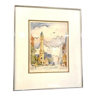 1970s “Water Tower” Signed by Marilyn Ferrell & Numbered Print, 1985 – Framed For Sale
