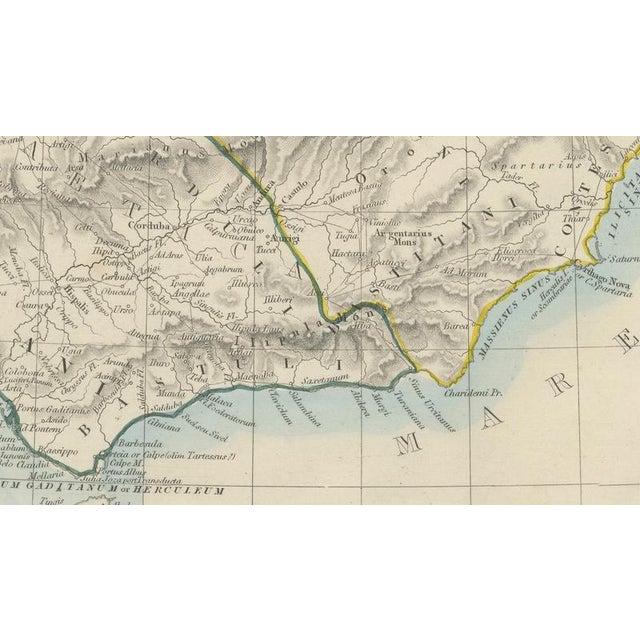 Black Antique Map of Spain and Portugal, 1850 For Sale - Image 8 of 10