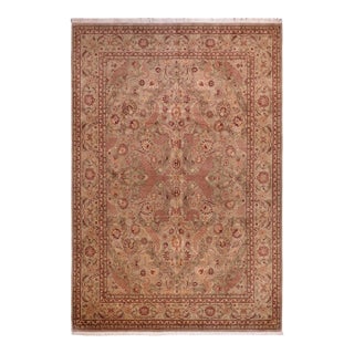 Shabby Chic Art Nouveau 1990's Pak-Persian Green/Green Wool Rug - 9'1'' X 12'4'' For Sale