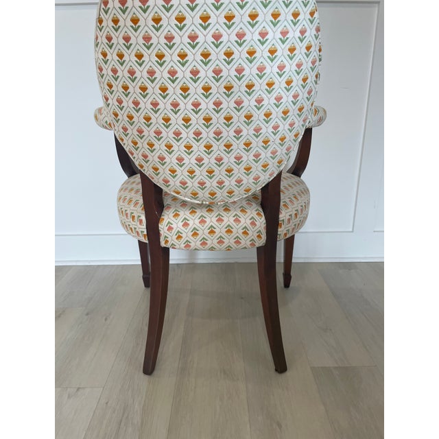 Vintage Inlaid Wood Round Back Accent Chair For Sale In Atlanta - Image 6 of 7
