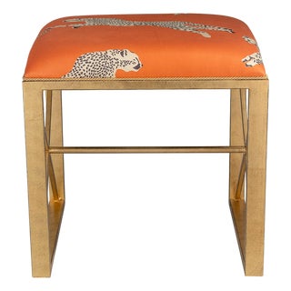 Scalamandre Maison by Port 68 Medallion Gold with Leaping Cheetah Clementine Single Bench For Sale